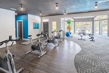 Gym with stationary bikes